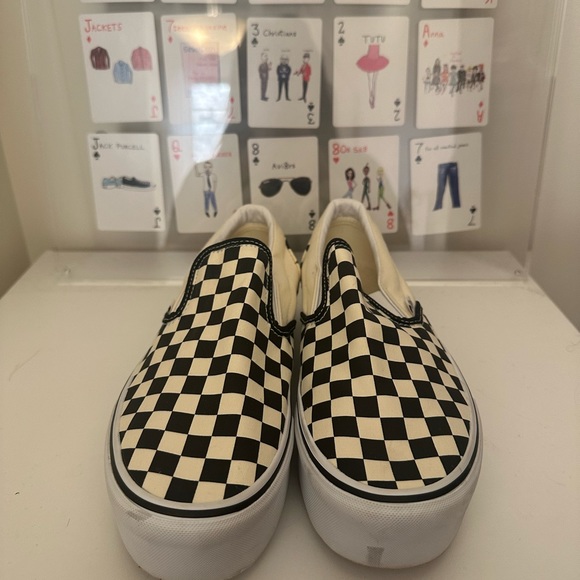 Lightly worn Vans Checkered Print Slip on Platform - Picture 5 of 5